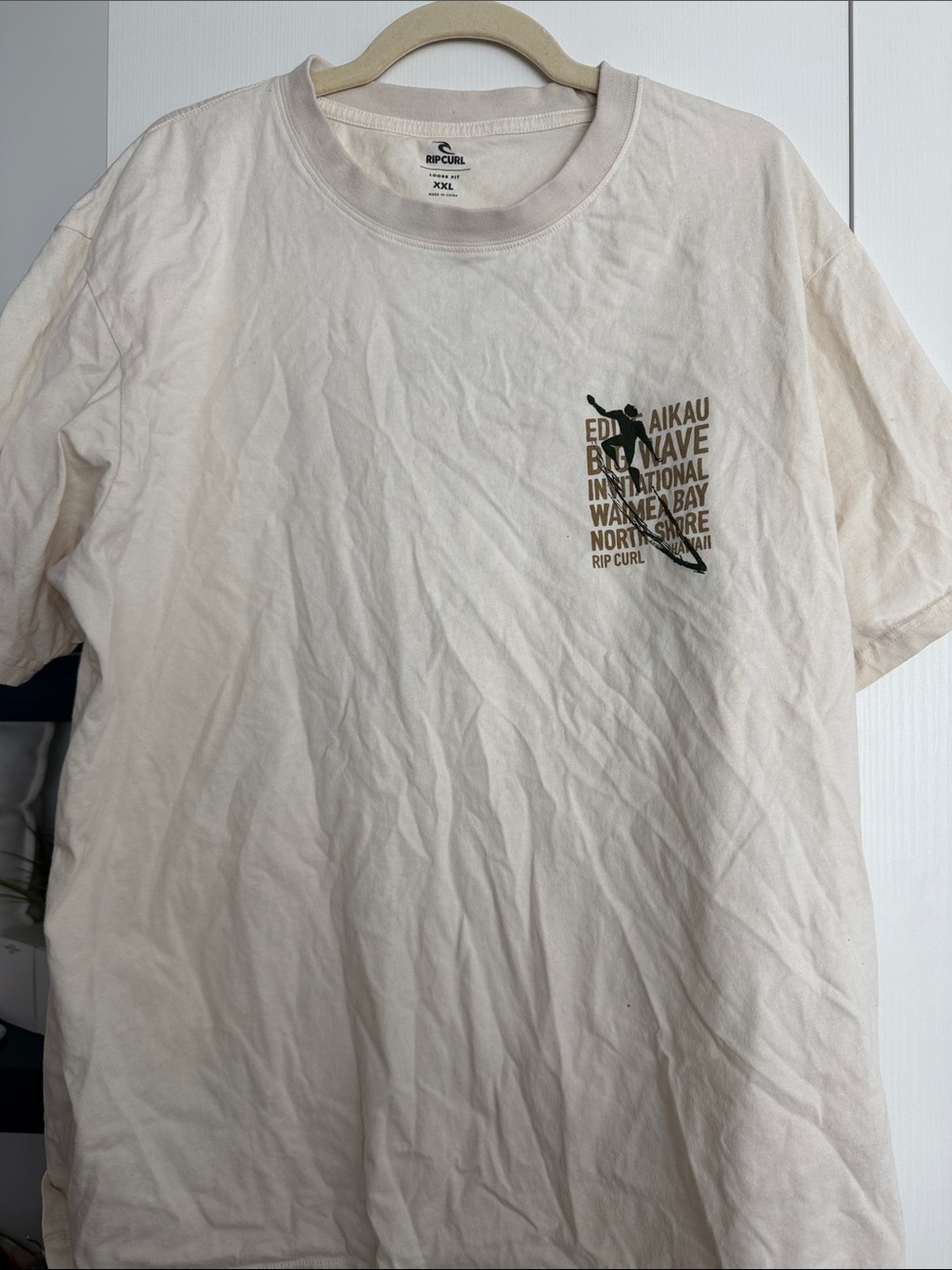 Rip Curl Eddie Would Go Surf Graphic T-Shirt Cream Men’s XXL